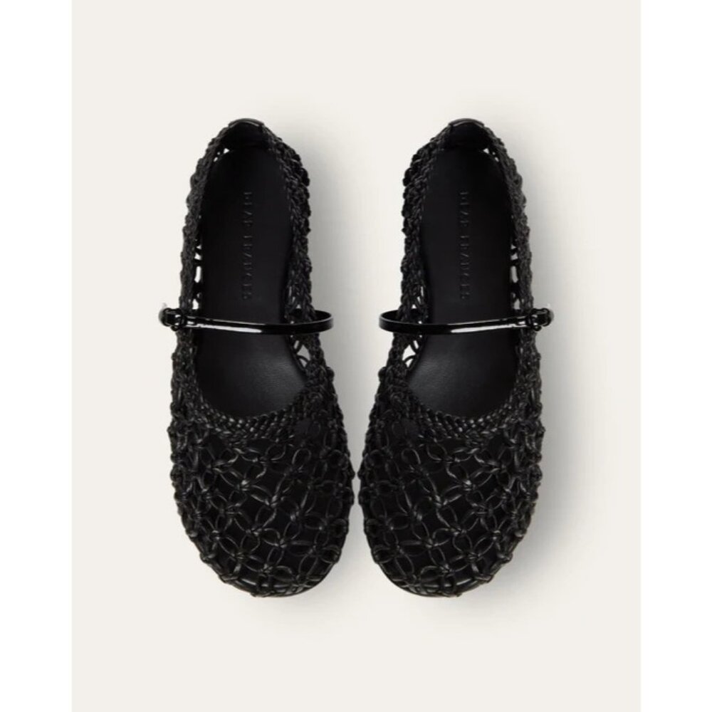 Dear Frances Balla Weave Flats in Black 36 With Box Womens Leather Shoes